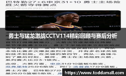 勇士与猛龙激战CCTV114精彩回顾与赛后分析